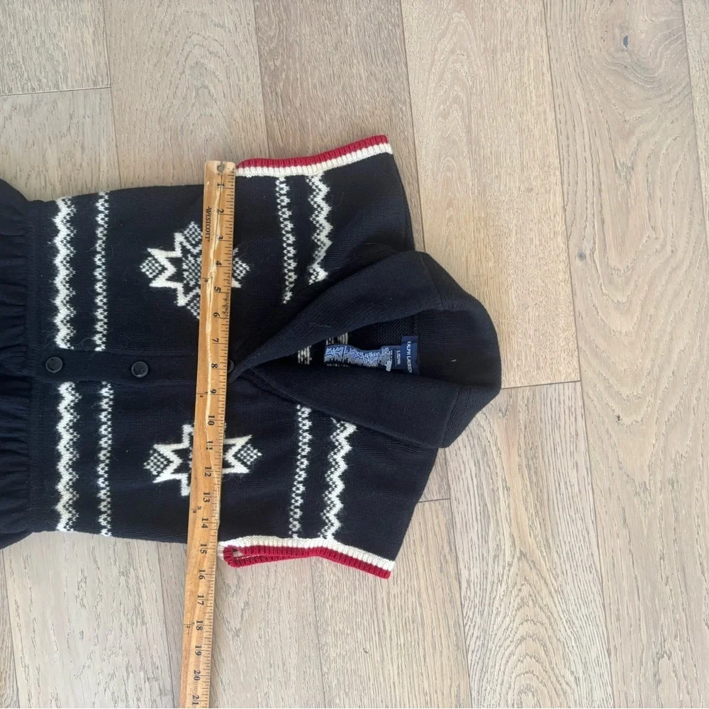 Ralph Lauren Black Knit Peplum fair isle Vest large
